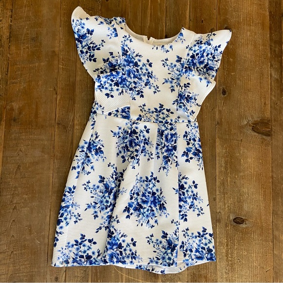 poppies and roses Other - Poppies and Roses Big Girls Floral Blue and White Kids Dress Size 10